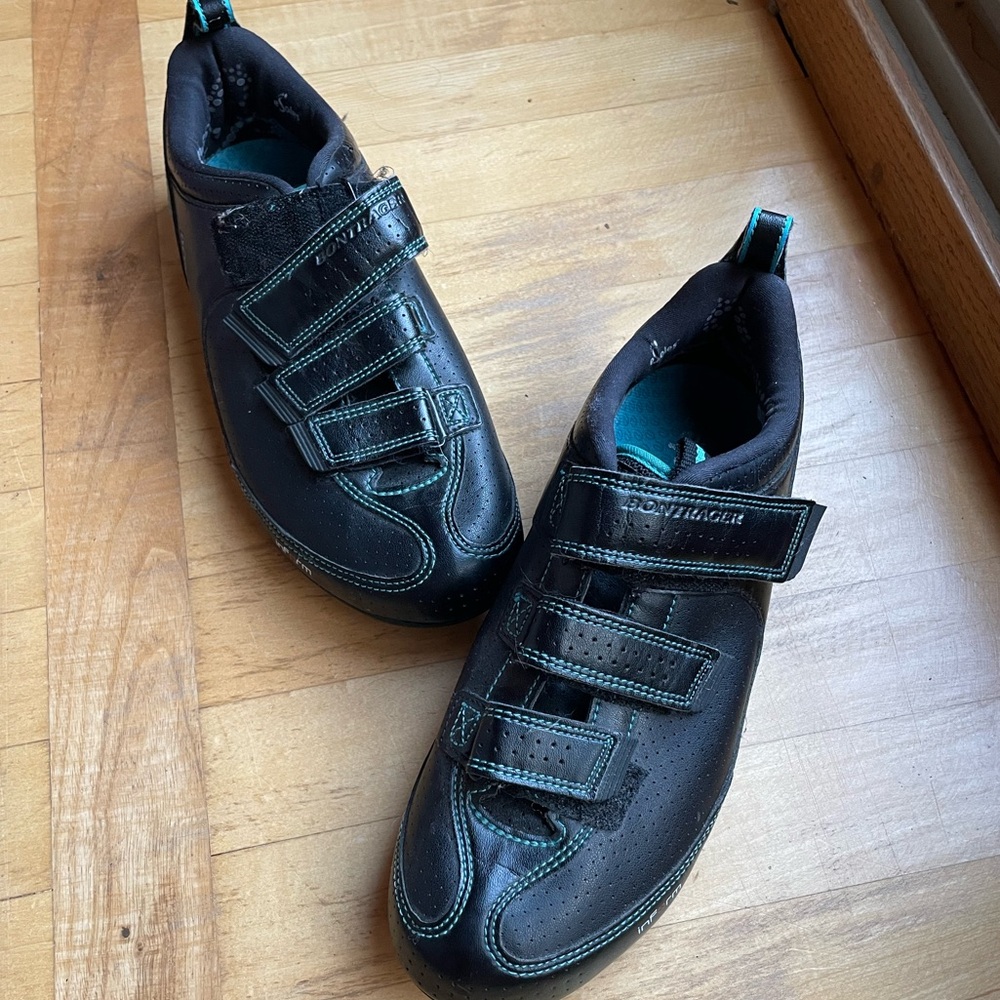 Bontrager Black Leather Casual Bike Shoes w/SPD Cleats EU 43 US 11 Women's